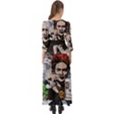 Frida Kahlo brick wall graffiti urban art with grunge eye and frog  Button Up Boho Maxi Dress View2