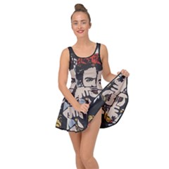 Frida Kahlo Brick Wall Graffiti Urban Art With Grunge Eye And Frog  Inside Out Casual Dress by snek