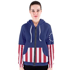 Betsy Ross Flag Usa America United States 1777 Thirteen Colonies Vertical Women s Zipper Hoodie by snek