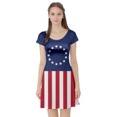 Betsy Ross Flag Usa America United States 1777 Thirteen Colonies Vertical Short Sleeve Skater Dress by snek