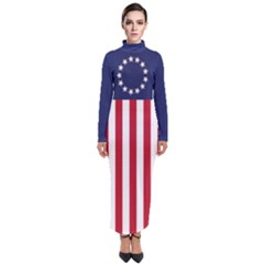 Betsy Ross flag USA America United States 1777 Thirteen Colonies vertical Turtleneck Maxi Dress