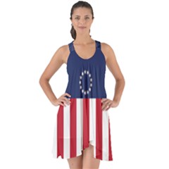 Betsy Ross flag USA America United States 1777 Thirteen Colonies vertical Show Some Back Chiffon Dress