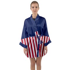 Betsy Ross Flag Usa America United States 1777 Thirteen Colonies Vertical Long Sleeve Satin Kimono by snek