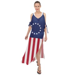 Betsy Ross Flag Usa America United States 1777 Thirteen Colonies Vertical Maxi Chiffon Cover Up Dress by snek