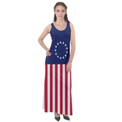 Betsy Ross Flag Usa America United States 1777 Thirteen Colonies Vertical Sleeveless Velour Maxi Dress by snek