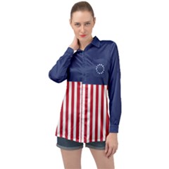 Betsy Ross flag USA America United States 1777 Thirteen Colonies vertical Long Sleeve Satin Shirt