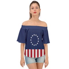 Betsy Ross Flag Usa America United States 1777 Thirteen Colonies Vertical Off Shoulder Short Sleeve Top by snek