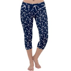 Marine Anchor Pattern Capri Yoga Leggings by trulycreative