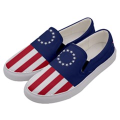 Betsy Ross flag USA America United States 1777 Thirteen Colonies vertical Men s Canvas Slip Ons