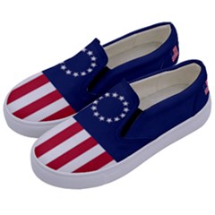 Betsy Ross flag USA America United States 1777 Thirteen Colonies vertical Kids  Canvas Slip Ons