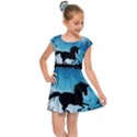 Wonderful Unicorn Silhouette In The Night Kids  Cap Sleeve Dress View1