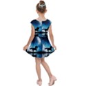 Wonderful Unicorn Silhouette In The Night Kids  Cap Sleeve Dress View2