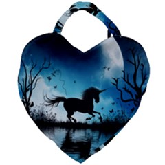 Wonderful Unicorn Silhouette In The Night Giant Heart Shaped Tote