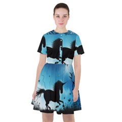 Wonderful Unicorn Silhouette In The Night Sailor Dress by FantasyWorld7