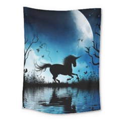 Wonderful Unicorn Silhouette In The Night Medium Tapestry by FantasyWorld7