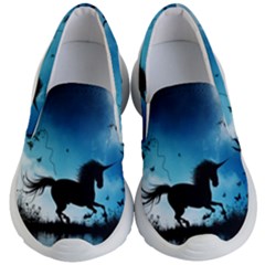 Wonderful Unicorn Silhouette In The Night Kids  Lightweight Slip Ons by FantasyWorld7