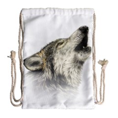 Howling Wolf Drawstring Bag (large) by ArtByThree