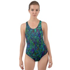 Essence Of A Peacock Cut-out Back One Piece Swimsuit by bloomingvinedesign