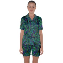 Essence Of A Peacock Satin Short Sleeve Pyjamas Set by bloomingvinedesign