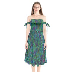 Essence Of A Peacock Shoulder Tie Bardot Midi Dress by bloomingvinedesign