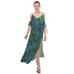 Essence Of A Peacock Maxi Chiffon Cover Up Dress by bloomingvinedesign