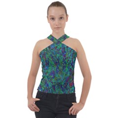 Essence Of A Peacock Cross Neck Velour Top by bloomingvinedesign