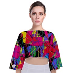 Club Fitstyle Fitness By Traci K Tie Back Butterfly Sleeve Chiffon Top by tracikcollection