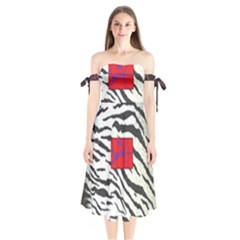 Striped By Traci K Shoulder Tie Bardot Midi Dress