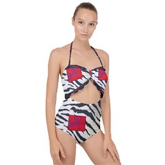 Striped By Traci K Scallop Top Cut Out Swimsuit by tracikcollection