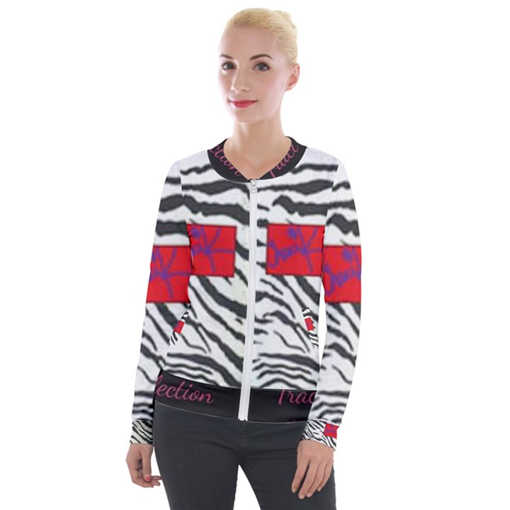 Striped by Traci K Velour Zip Up Jacket