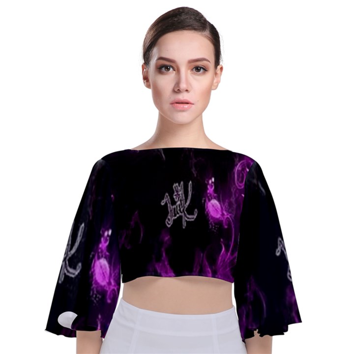 Fushion by Traci K Tie Back Butterfly Sleeve Chiffon Top