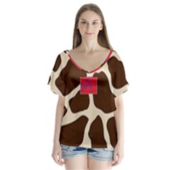 Giraffe By Traci K V-neck Flutter Sleeve Top by tracikcollection