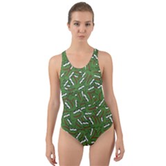 Pepe The Frog Face Pattern Green Kekistan Meme Cut-out Back One Piece Swimsuit by snek