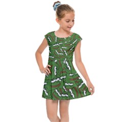 Pepe The Frog Face Pattern Green Kekistan Meme Kids  Cap Sleeve Dress by snek