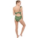 Pepe the Frog Face pattern Green Kekistan meme Frilly One Shoulder Swimsuit View2