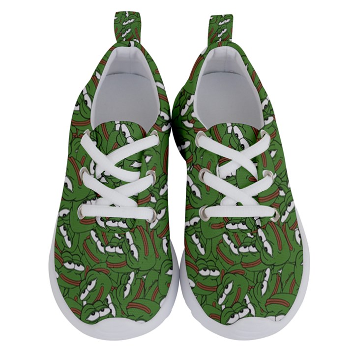 Pepe the Frog Face pattern Green Kekistan meme Running Shoes