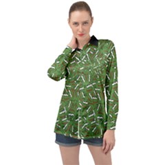 Pepe The Frog Face Pattern Green Kekistan Meme Long Sleeve Satin Shirt