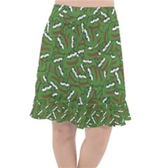 Pepe The Frog Face Pattern Green Kekistan Meme Fishtail Chiffon Skirt