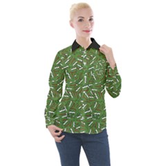 Pepe The Frog Face Pattern Green Kekistan Meme Women s Long Sleeve Pocket Shirt