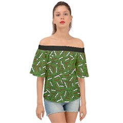 Pepe The Frog Face Pattern Green Kekistan Meme Off Shoulder Short Sleeve Top