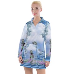 Cute Fairy With Dove Women s Long Sleeve Casual Dress