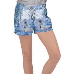 Cute Fairy With Dove Women s Velour Lounge Shorts by FantasyWorld7