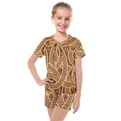 Fine Pattern Kids  Mesh Tee And Shorts Set