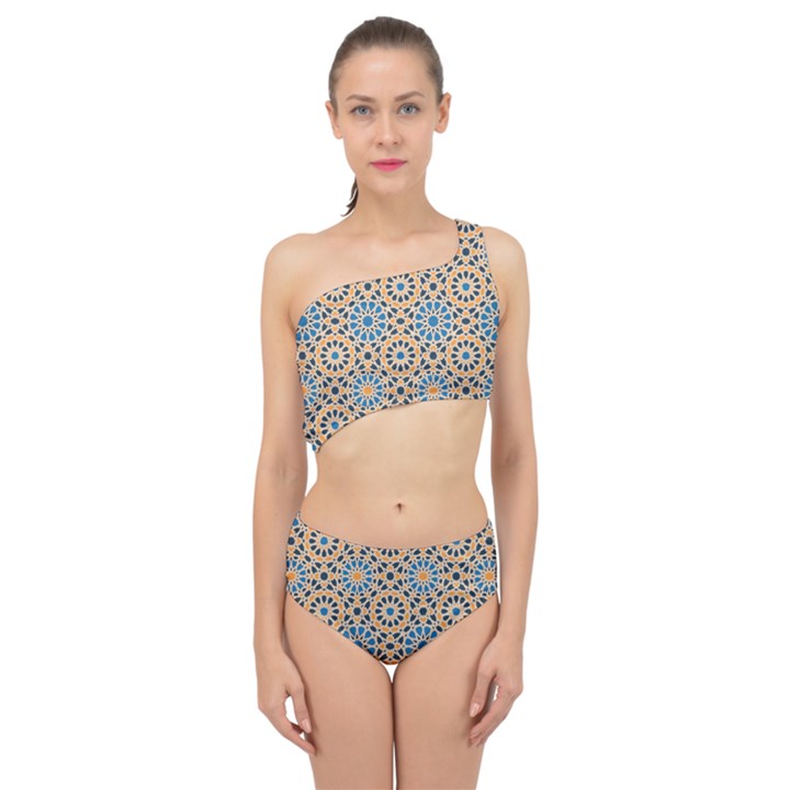 Motif Spliced Up Two Piece Swimsuit