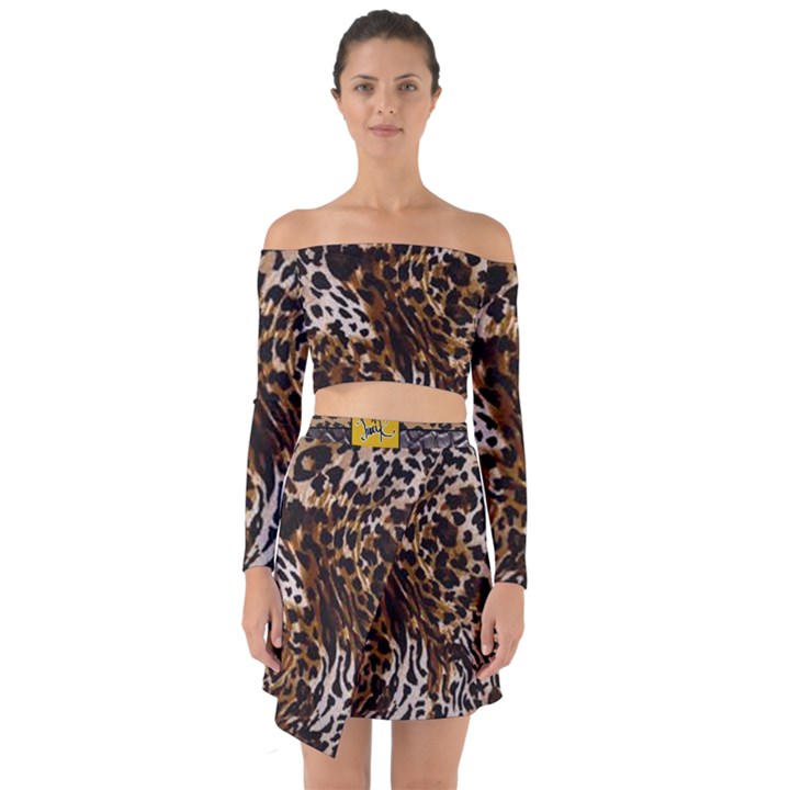 Cheetah by Traci K Off Shoulder Top with Skirt Set