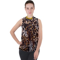 Cheetah By Traci K Mock Neck Chiffon Sleeveless Top by tracikcollection