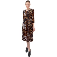 Cheetah By Traci K Ruffle End Midi Chiffon Dress