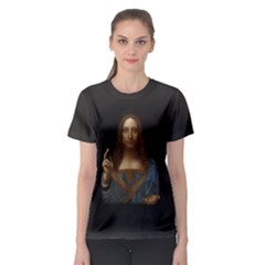 Salvator Mundi Leonardo Davindi 1500 Jesus Christ Savior Of The World Original Paint Most Expensive In The World Women s Sport Mesh Tee