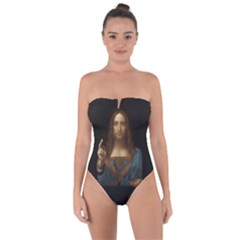 Salvator Mundi Leonardo Davindi 1500 Jesus Christ Savior Of The World Original Paint Most Expensive In The World Tie Back One Piece Swimsuit by snek