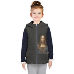 Salvator Mundi Leonardo Davindi 1500 Jesus Christ Savior Of The World Original Paint Most Expensive In The World Kids  Hooded Puffer Vest by snek